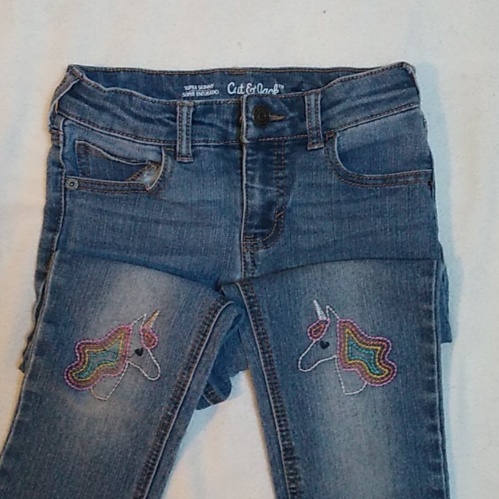 Cat & Jack Stretch Jeans w/ Unicorns Girls Size 6X
